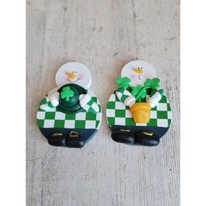 Vintage Kurt Adler snowman St Patrick's Day clover Xmas set luck